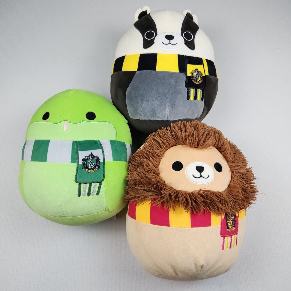 Squishmallows Harry Potter Gryffindor Slytherin Hufflepuff 10" Plush Lot of 3